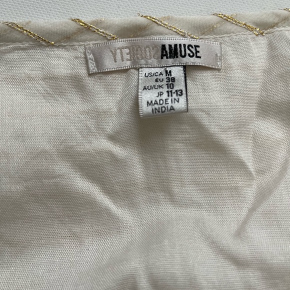 Amuse Society  Cream & Gold Ruffle Cop-top size Medium - Picture 4 of 5